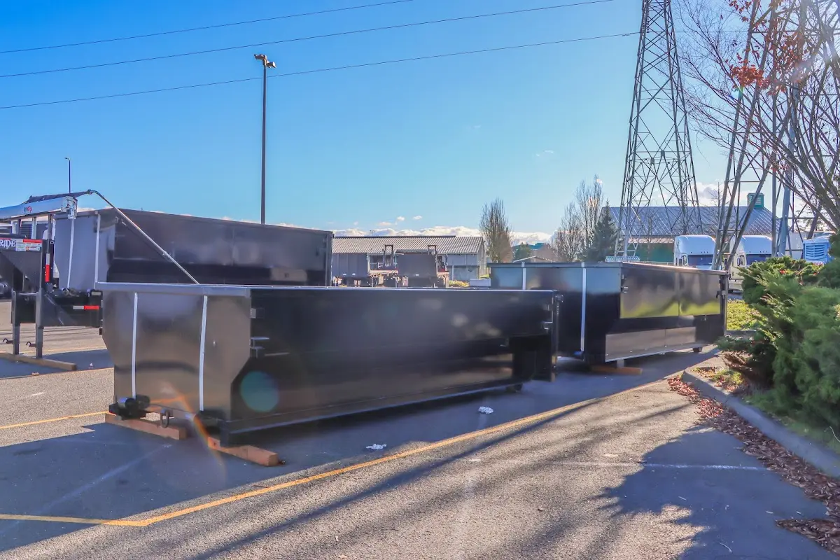 Roll-off dumpster ready for waste disposal at job site for Yard Waste Dumpster Rental in Millersville